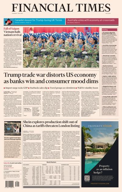 Financial Times (UK) Newspaper Front Page for 1 May 2025