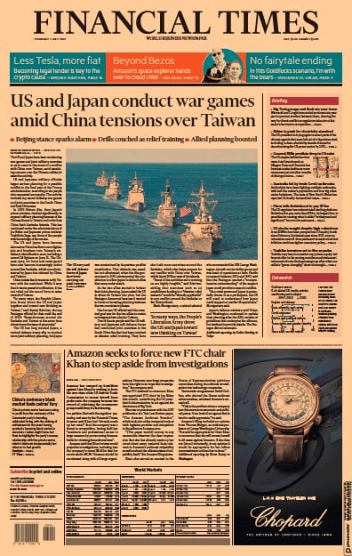 Financial Times (UK) Newspaper Front Page for 1 July 2021
