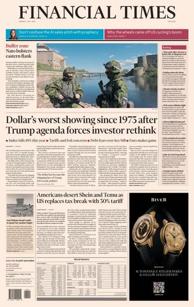 Financial Times (UK) Newspaper Front Page for 1 July 2025
