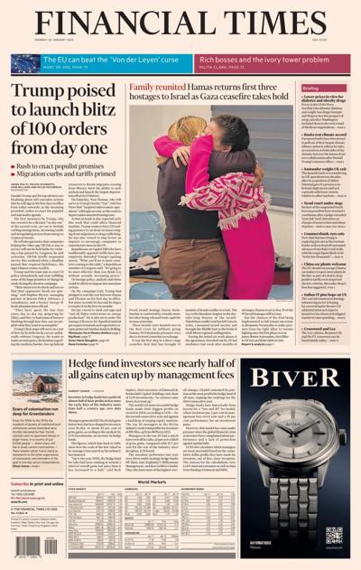 Financial Times (UK) Newspaper Front Page for 20 January 2025