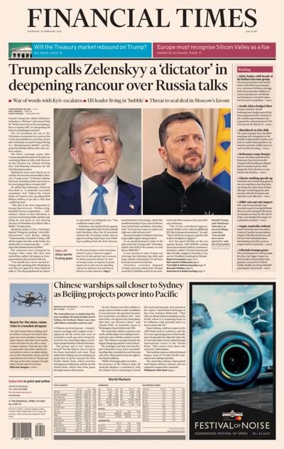 Financial Times (UK) Newspaper Front Page for 20 February 2025