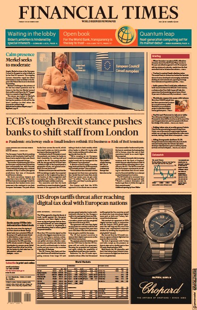 Financial Times (UK) Newspaper Front Page for 22 October 2021