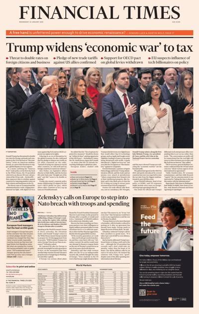 Financial Times (UK) Newspaper Front Page for 22 January 2025