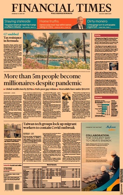 Financial Times (UK) Newspaper Front Page for 23 June 2021