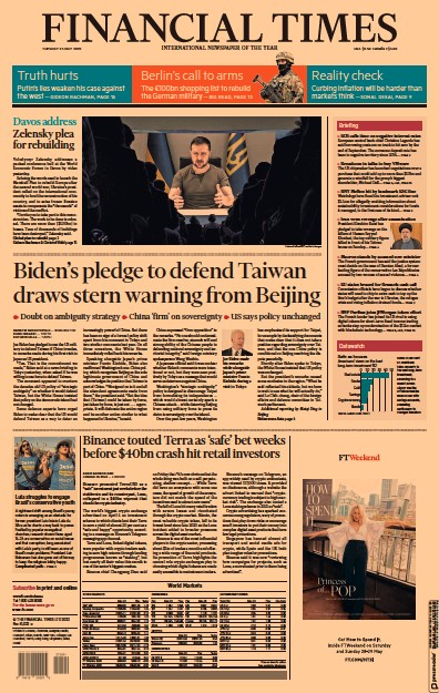 Financial Times (UK) Newspaper Front Page for 24 May 2022