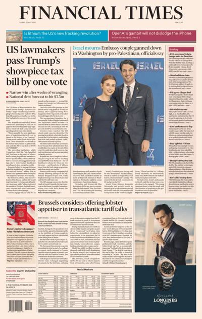Financial Times (UK) Newspaper Front Page for 24 May 2025