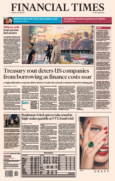 Financial Times (UK) Newspaper Front Page for 26 October 2023