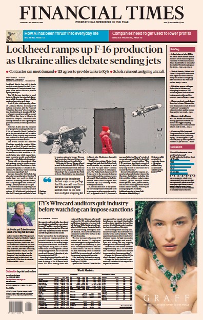 Financial Times (UK) Newspaper Front Page for 26 January 2023