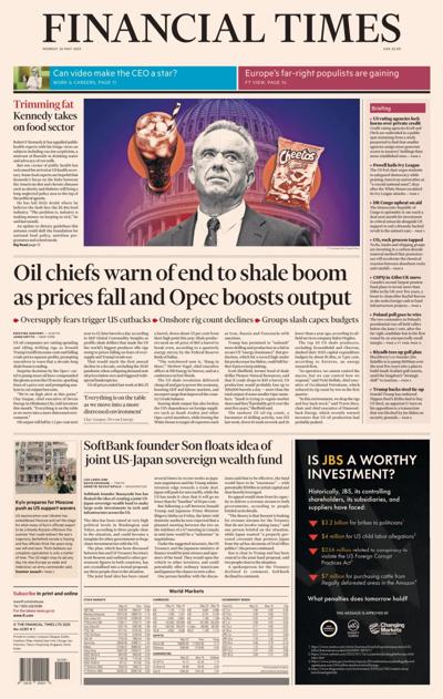 Financial Times (UK) Newspaper Front Page for 26 May 2025
