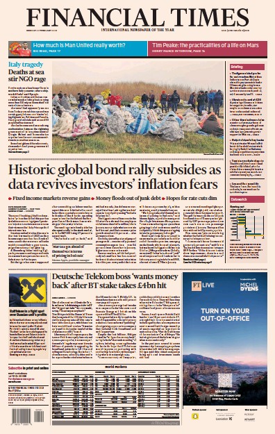 Financial Times (UK) Newspaper Front Page for 27 February 2023