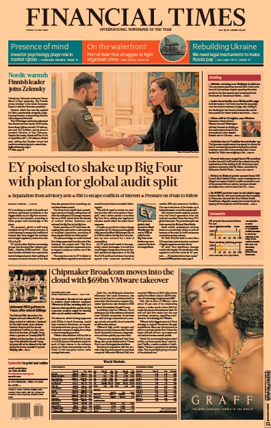 Financial Times (UK) Newspaper Front Page for 27 May 2022