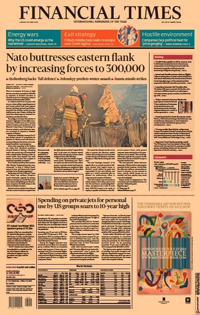 Financial Times (UK) Newspaper Front Page for 28 June 2022
