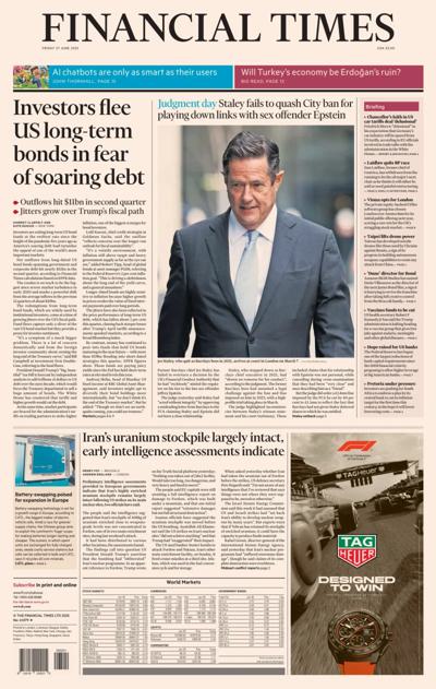 Financial Times (UK) Newspaper Front Page for 28 June 2025
