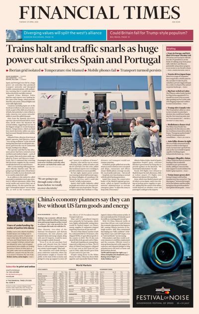 Financial Times (UK) Newspaper Front Page for 29 April 2025