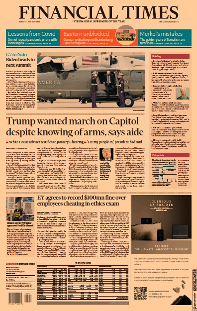 Financial Times (UK) Newspaper Front Page for 29 June 2022