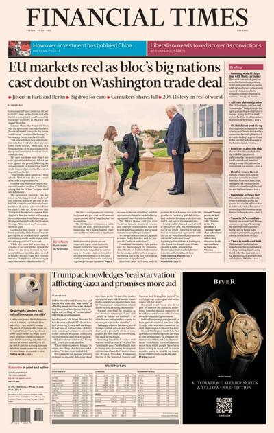 Financial Times (UK) Newspaper Front Page for 29 July 2025