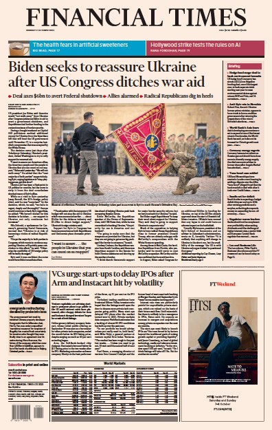 Financial Times (UK) Newspaper Front Page for 2 October 2023