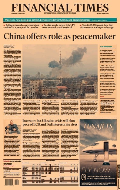 Financial Times Newspaper Front Page for 2 March 2022