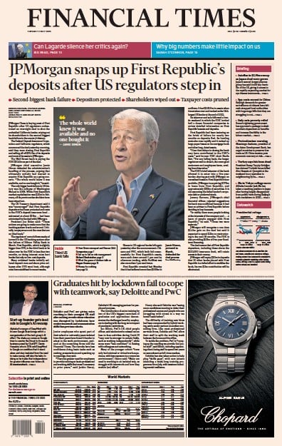 Financial Times (UK) Newspaper Front Page for 2 May 2023