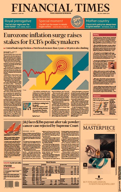 Financial Times (UK) Newspaper Front Page for 2 June 2021