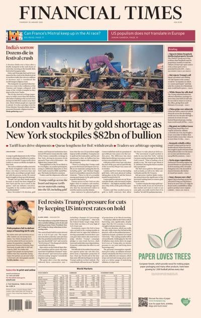 Financial Times (UK) Newspaper Front Page for 30 January 2025