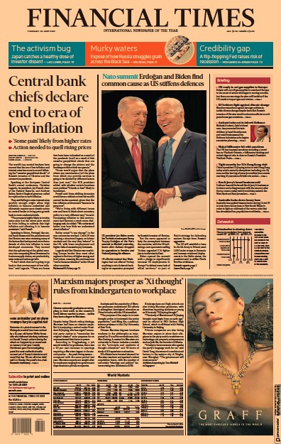 Financial Times (UK) Newspaper Front Page for 30 June 2022
