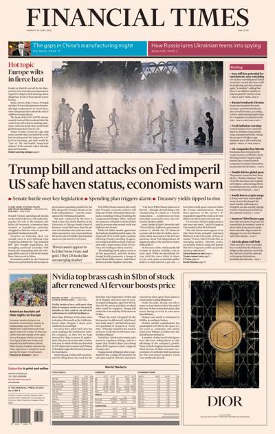 Financial Times (UK) Newspaper Front Page for 30 June 2025