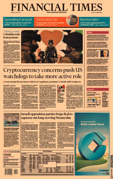 Financial Times (UK) Newspaper Front Page for 31 May 2021