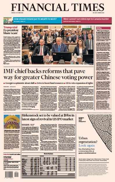 Financial Times (UK) Newspaper Front Page for 3 October 2023
