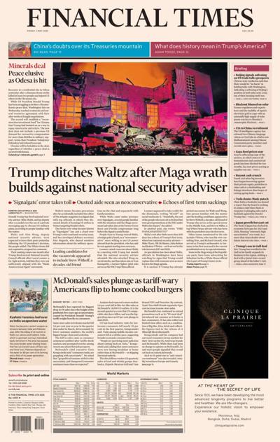 Financial Times (UK) Newspaper Front Page for 3 May 2025