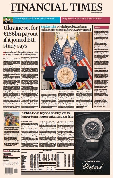 Financial Times (UK) Newspaper Front Page for 5 October 2023