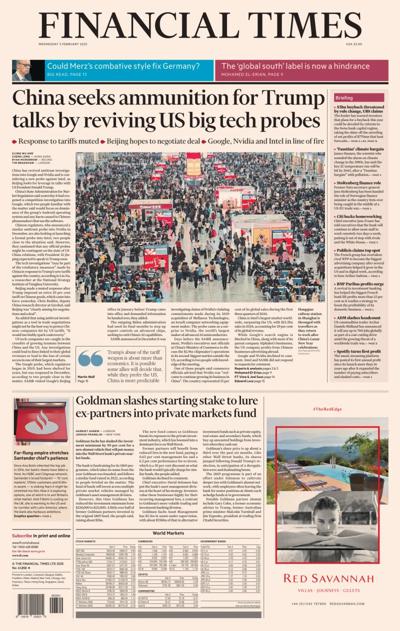 Financial Times (UK) Newspaper Front Page for 5 February 2025