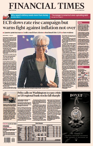 Financial Times (UK) Newspaper Front Page for 5 May 2023