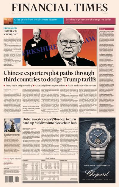 Financial Times (UK) Newspaper Front Page for 5 May 2025