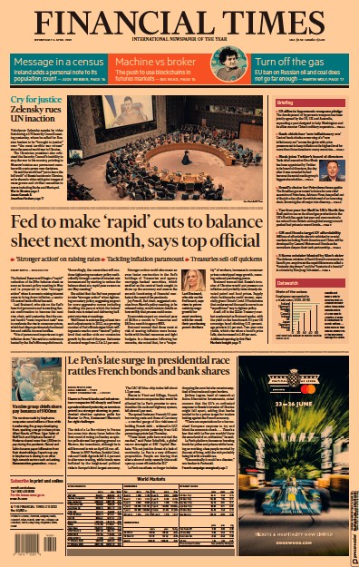 Financial Times (UK) Newspaper Front Page for 6 April 2022