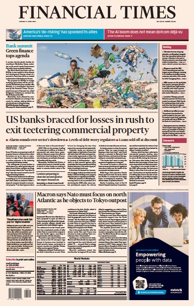 Financial Times Newspaper Front Page for 6 June 2023
