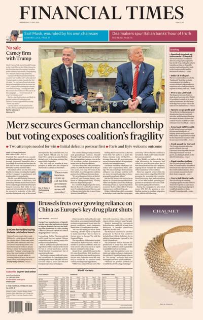 Financial Times (UK) Newspaper Front Page for 7 May 2025
