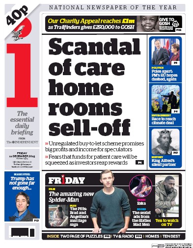 I Newspaper (UK) Newspaper Front Page for 11 December 2015