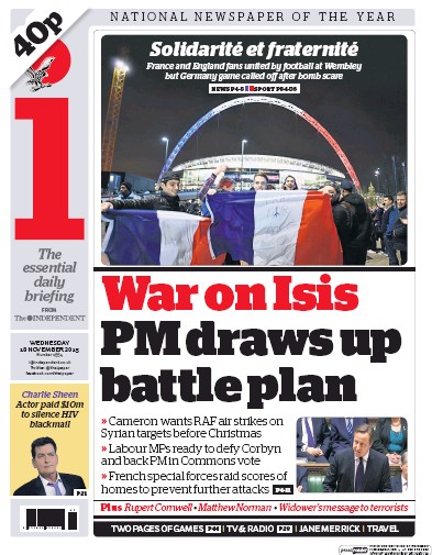 I Newspaper Newspaper Front Page for 18 November 2015