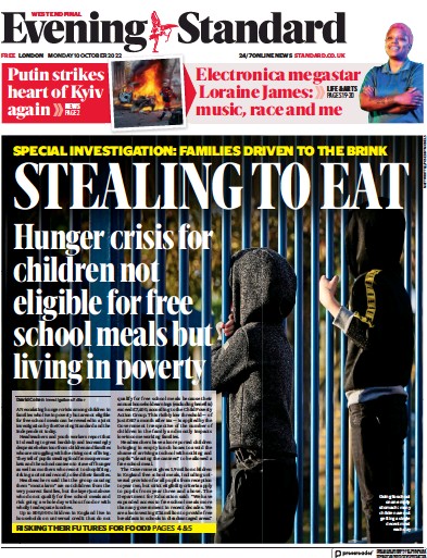 London Evening Standard Newspaper Front Page for 11 October 2022