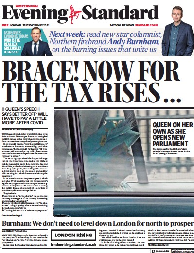 London Evening Standard Newspaper Front Page for 12 May 2021