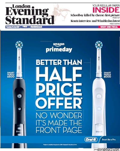 London Evening Standard Newspaper Front Page for 12 July 2017