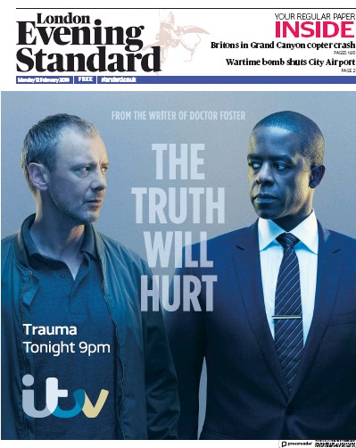 London Evening Standard Newspaper Front Page for 13 February 2018