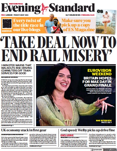 London Evening Standard (UK) Newspaper Front Page for 13 May 2023