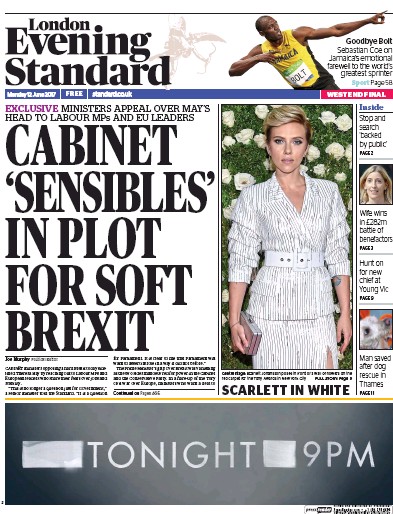 London Evening Standard Newspaper Front Page for 13 June 2017