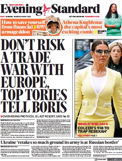 London Evening Standard (UK) Newspaper Front Page for 17 May 2022