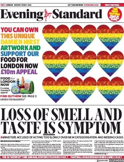 London Evening Standard Newspaper Front Page for 19 May 2020