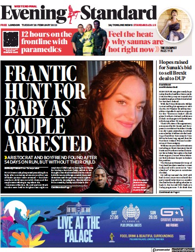 London Evening Standard (UK) Newspaper Front Page for 1 March 2023