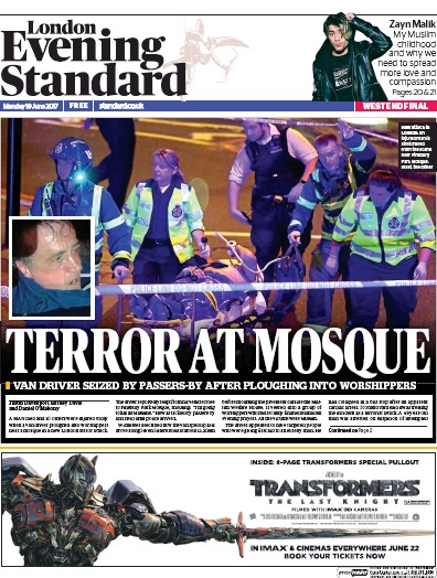 London Evening Standard Newspaper Front Page for 20 June 2017