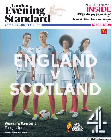 London Evening Standard Newspaper Front Page for 20 July 2017